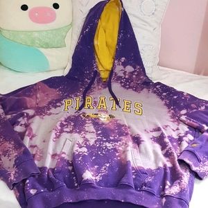 White Fox Boutique Purple and Yellow Pirates Tie-Dye Hoodie